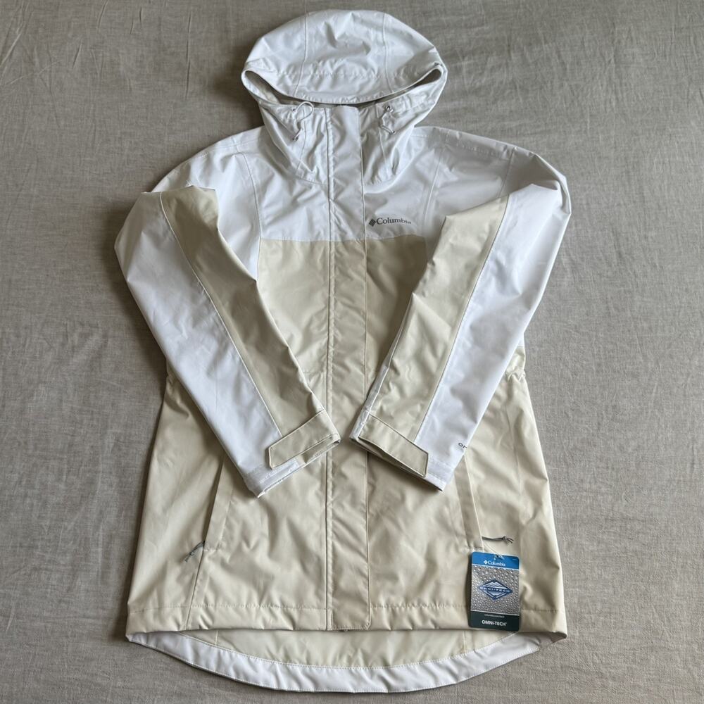 [WOMENS Small] Columbia Hikebound Long Jacket Tan White S Waterproof Lightweight - Picture 5 of 12